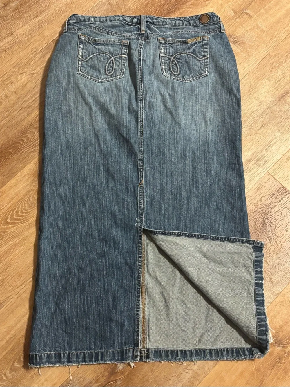 Denim jean maxi skirt Y2K Hint Jeans size 11 women’s 100% cotton 36”